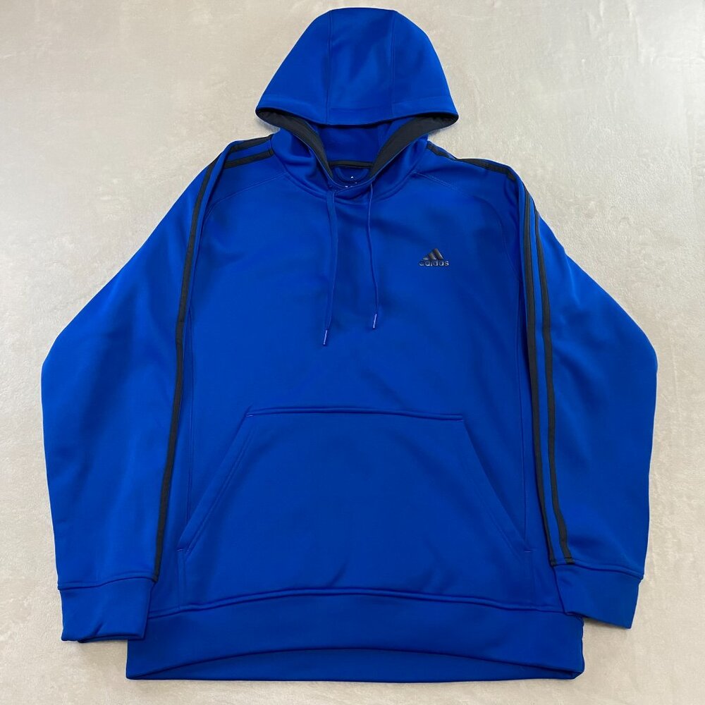 Adidas Hoodie Mens Large Performance Tech Fleece Pullover Climawarm Black Blue